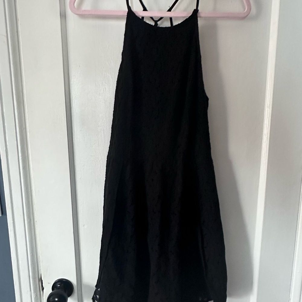 Abercrombie & Fitch Black Eyelet Lace High Neck Backless Dress